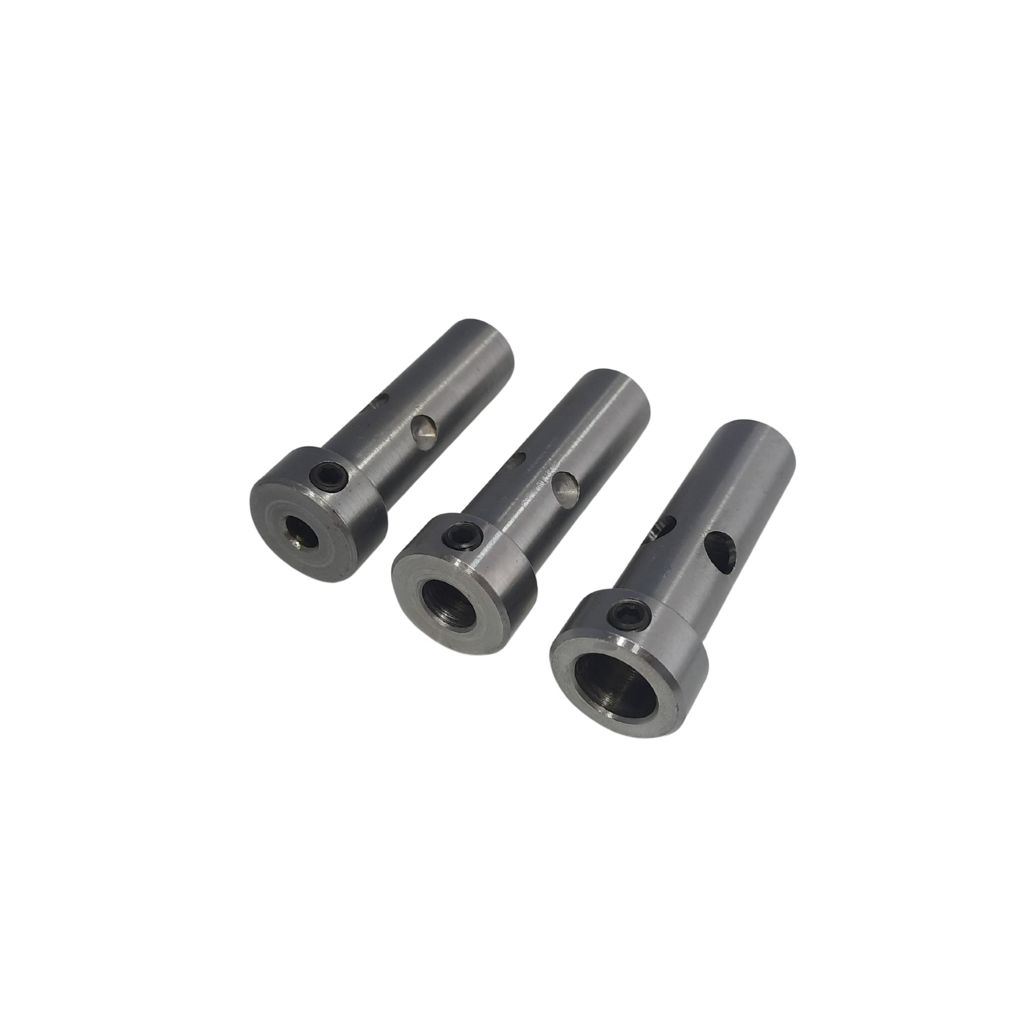 three metal collets laid on a white background