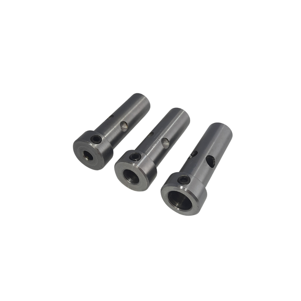 three metal collets laid on a white background