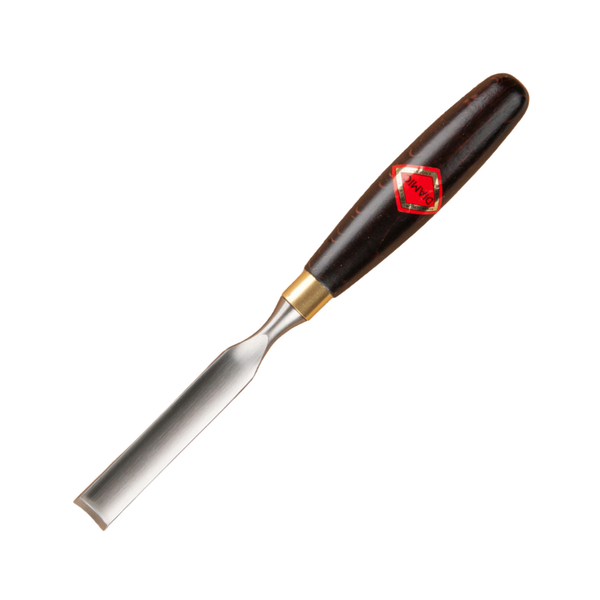 incannel firmer gouge with a steel blade and 'Diamic' brand wooden handle on a white background