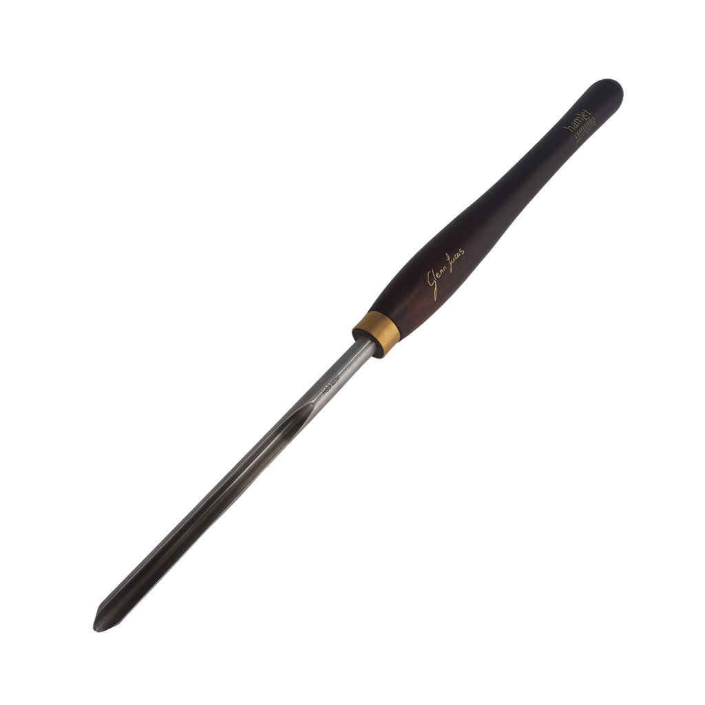 high speed steel woodturning bowl gouge with wooden handle on a white background