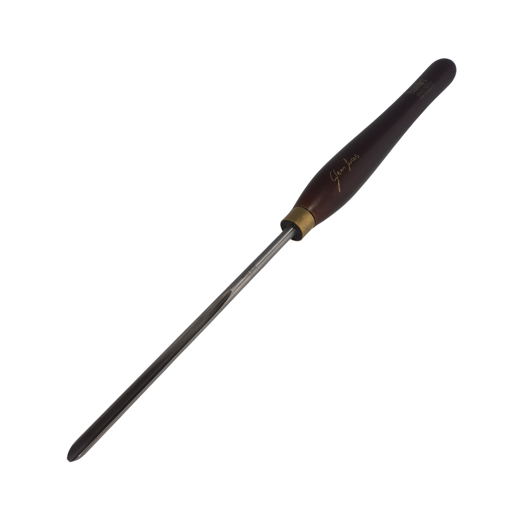 high speed steel woodturning gouge with wooden handle on a white background