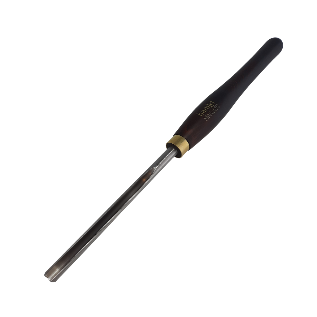 high speed steel 1/2" woodturning bowl gouge with wooden handle on a white background