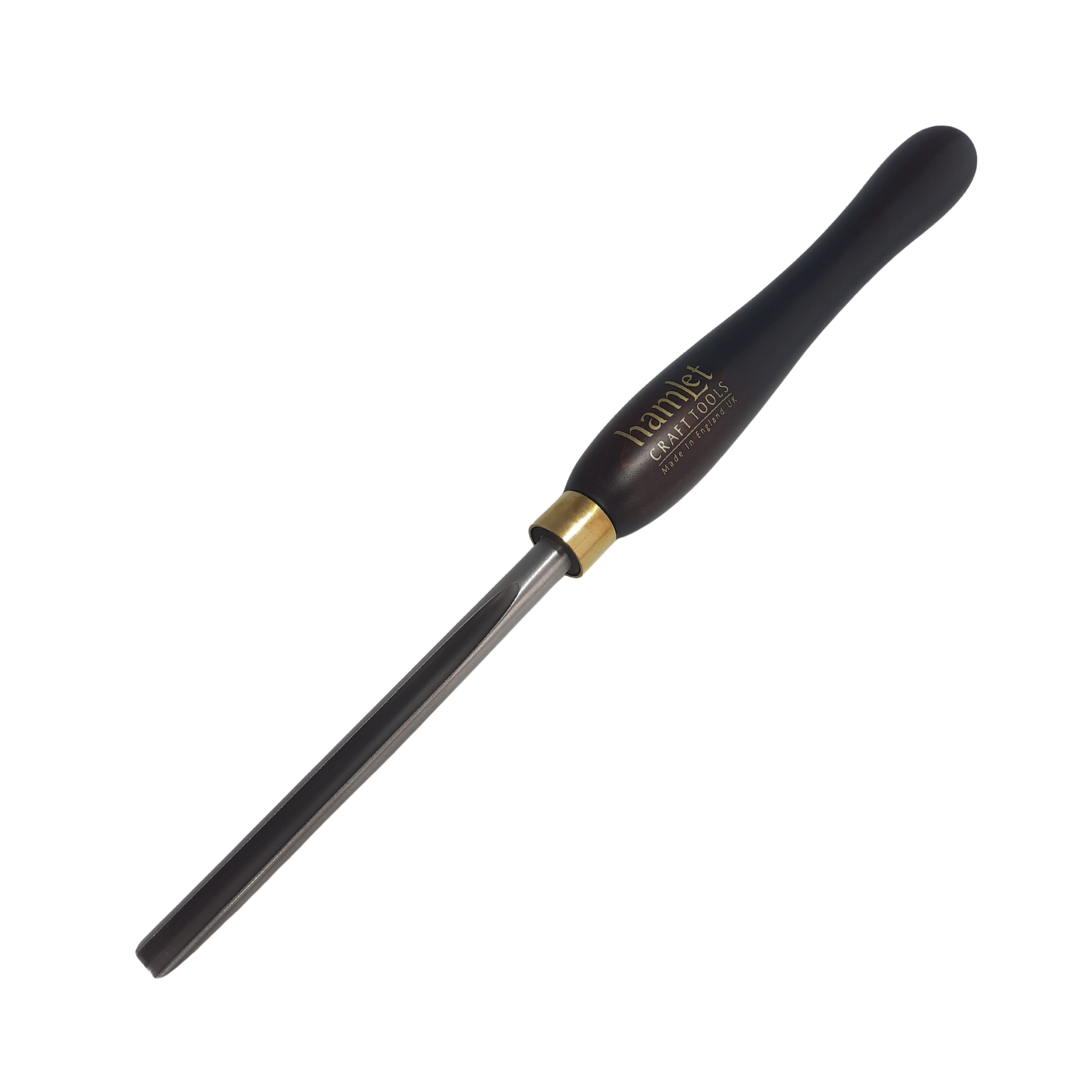 high speed steel 3/8" woodturning short bowl gouge with wooden handle on a white background