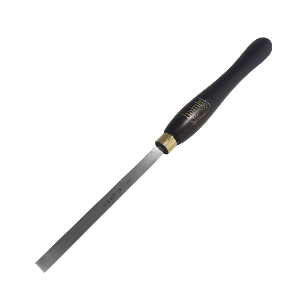 high speed steel woodturning square scraper with wooden handle on a white background