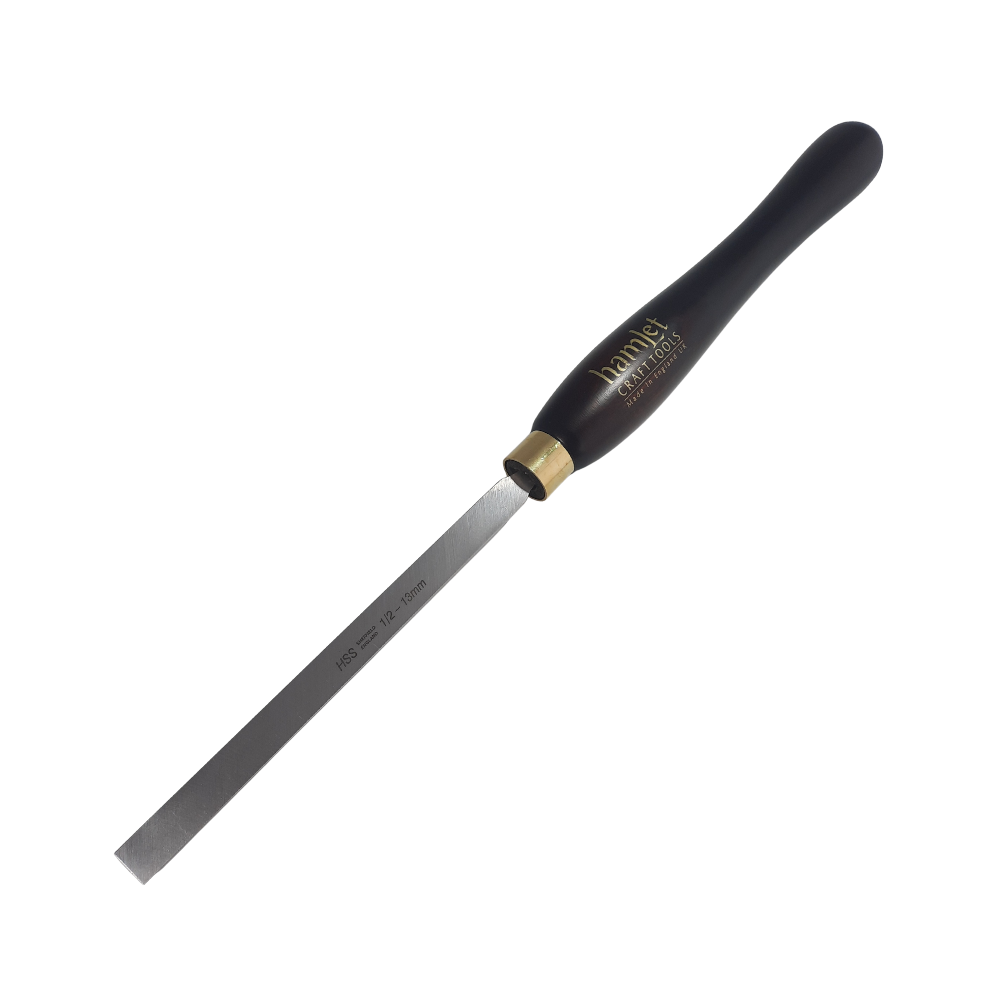 high speed steel woodturning square scraper with wooden handle on a white background