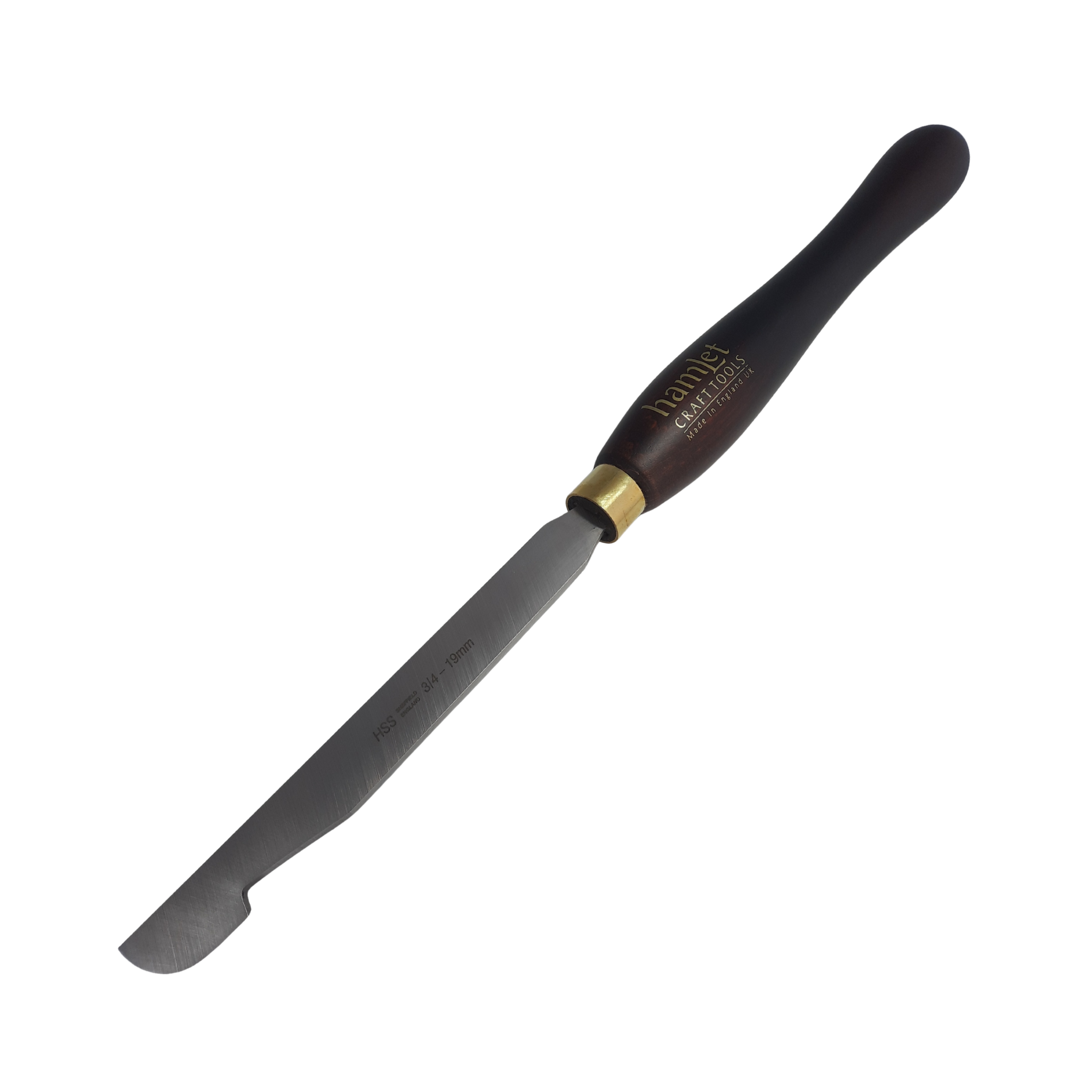 high speed steel woodturning round side scraper with wooden handle on a white background
