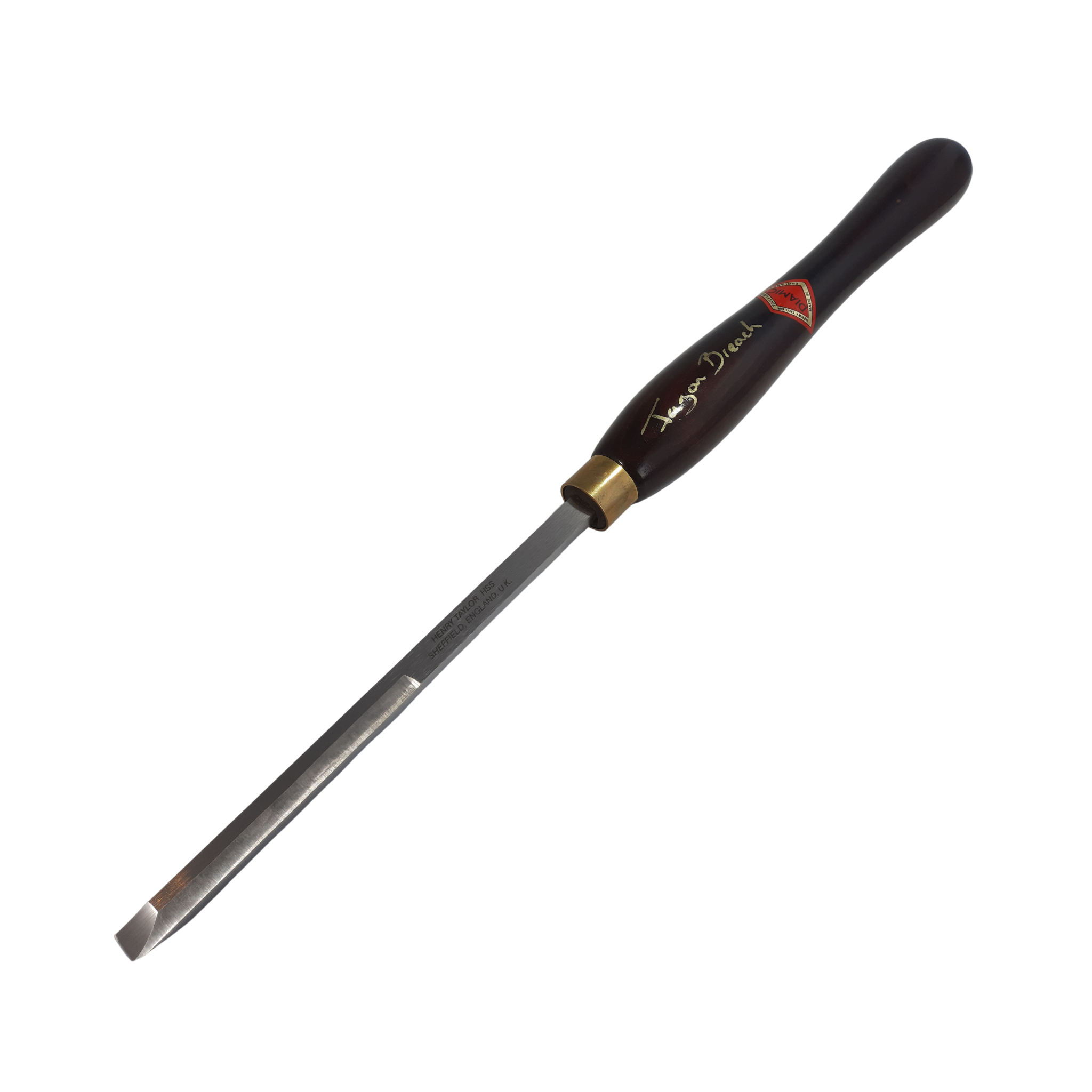 woodturning box scraper with high speed steel blade and wooden handle on a white background