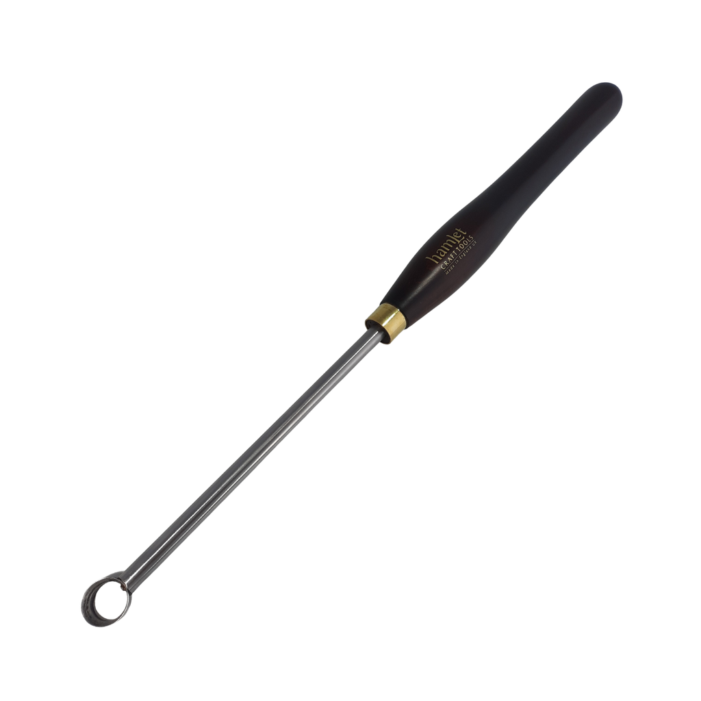 high speed steel 1" woodturning ring tool with wooden handle on a white background