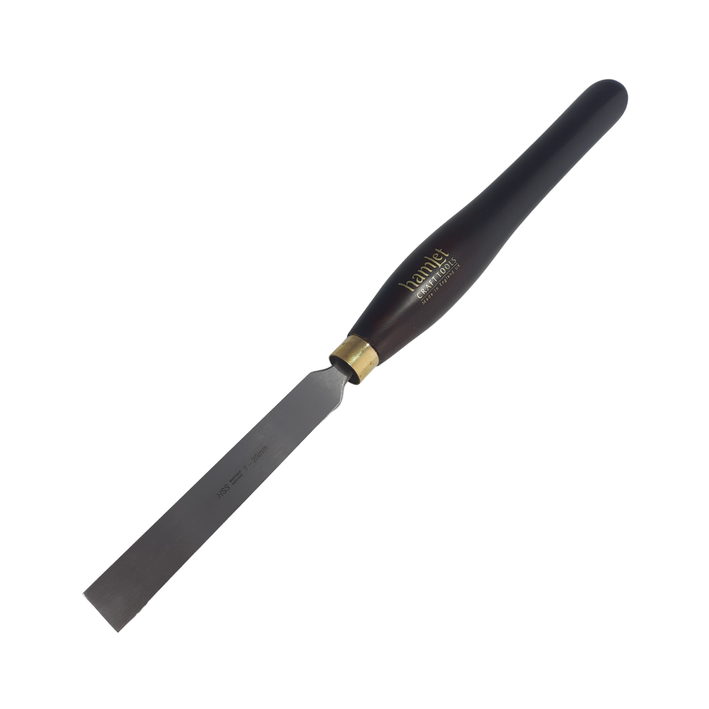 high speed steel woodturning square scraper with wooden handle on a white background