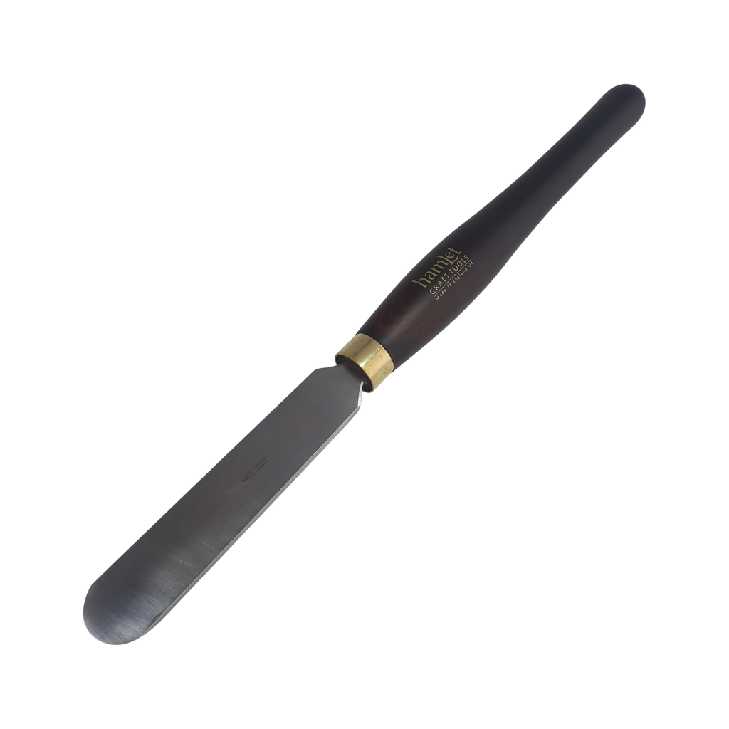 high speed steel woodturning round scraper with wooden handle on a white background