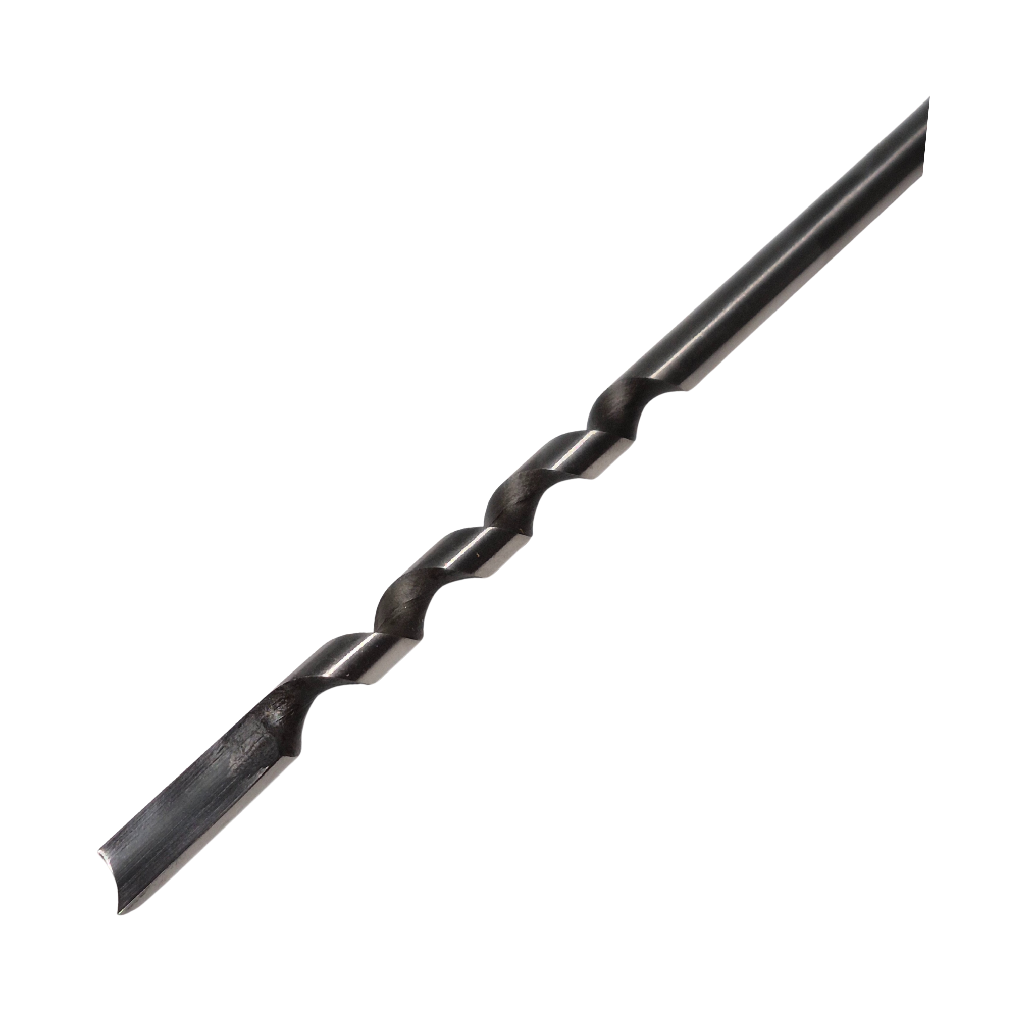 close up of high speed steel boring tool cutter with wooden handle on a white background