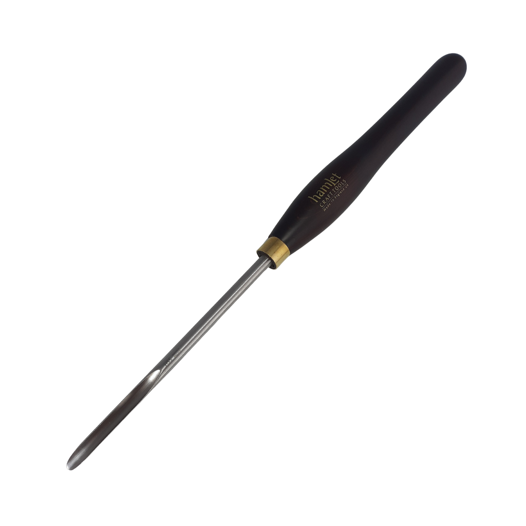 high speed steel woodturning gouge with wooden handle on a white background