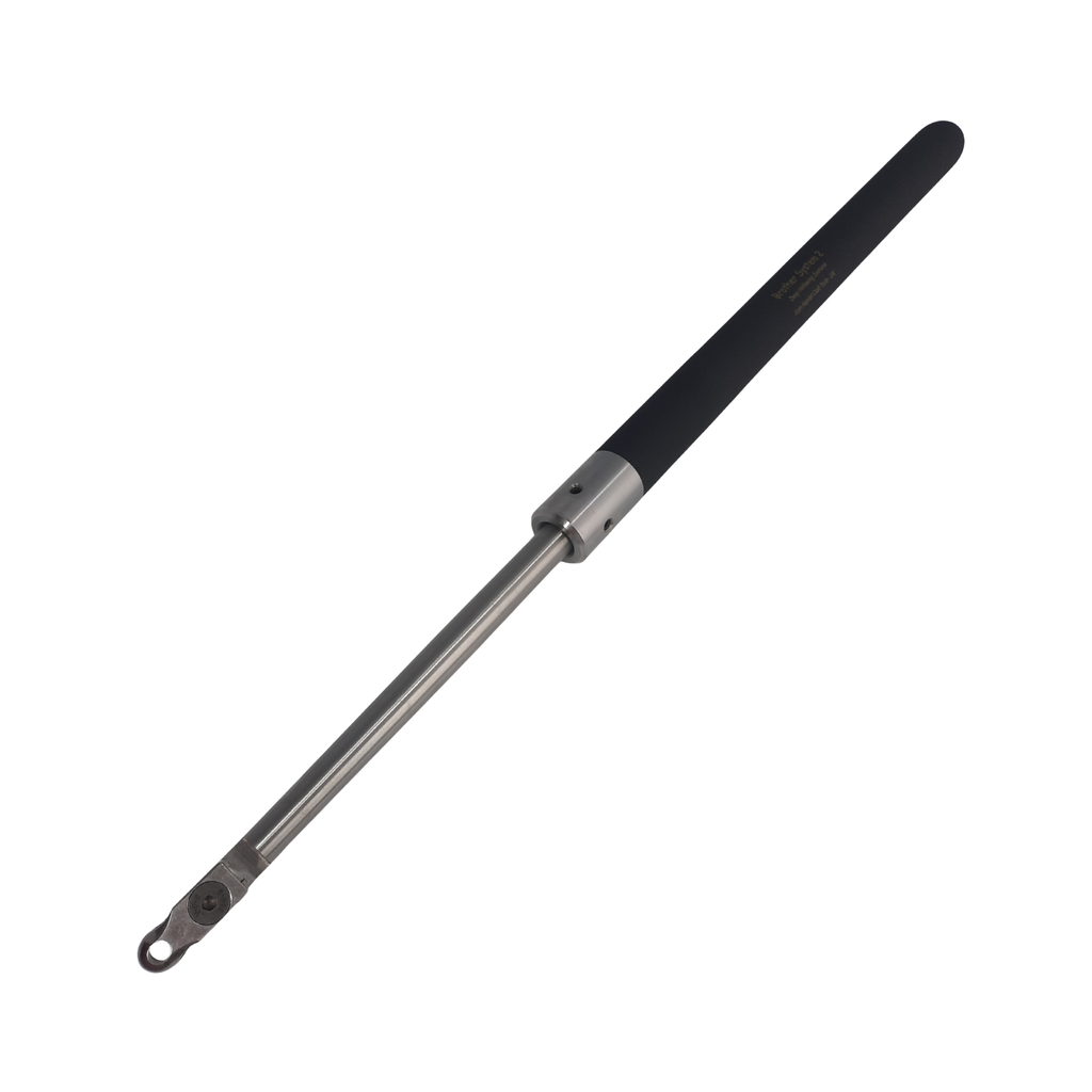 rubber and steel handle with high speed steel tipped stem on a white background