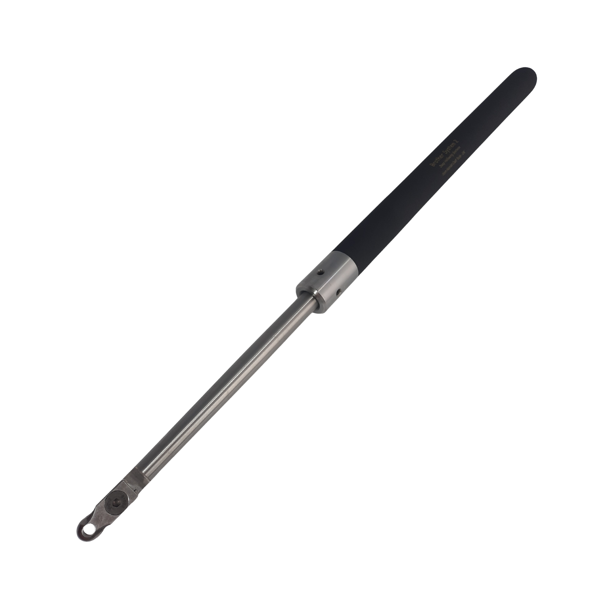 rubber and steel handle with high speed steel tipped stem on a white background