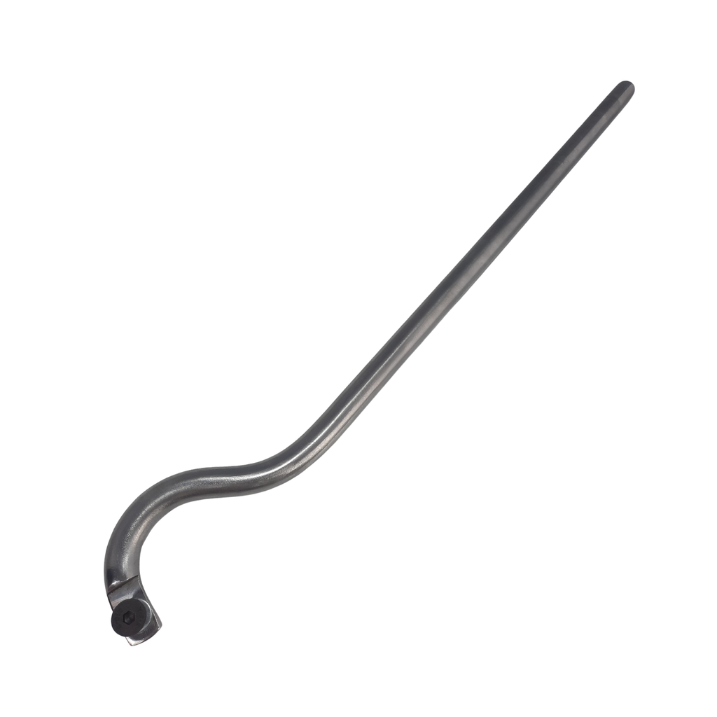 swan neck steel stem with screw and washer on a white background
