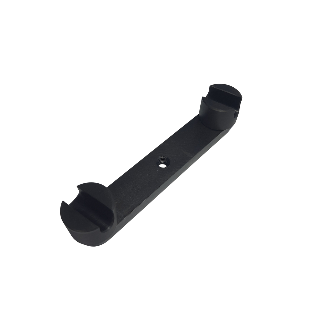black metal bracket on a white background