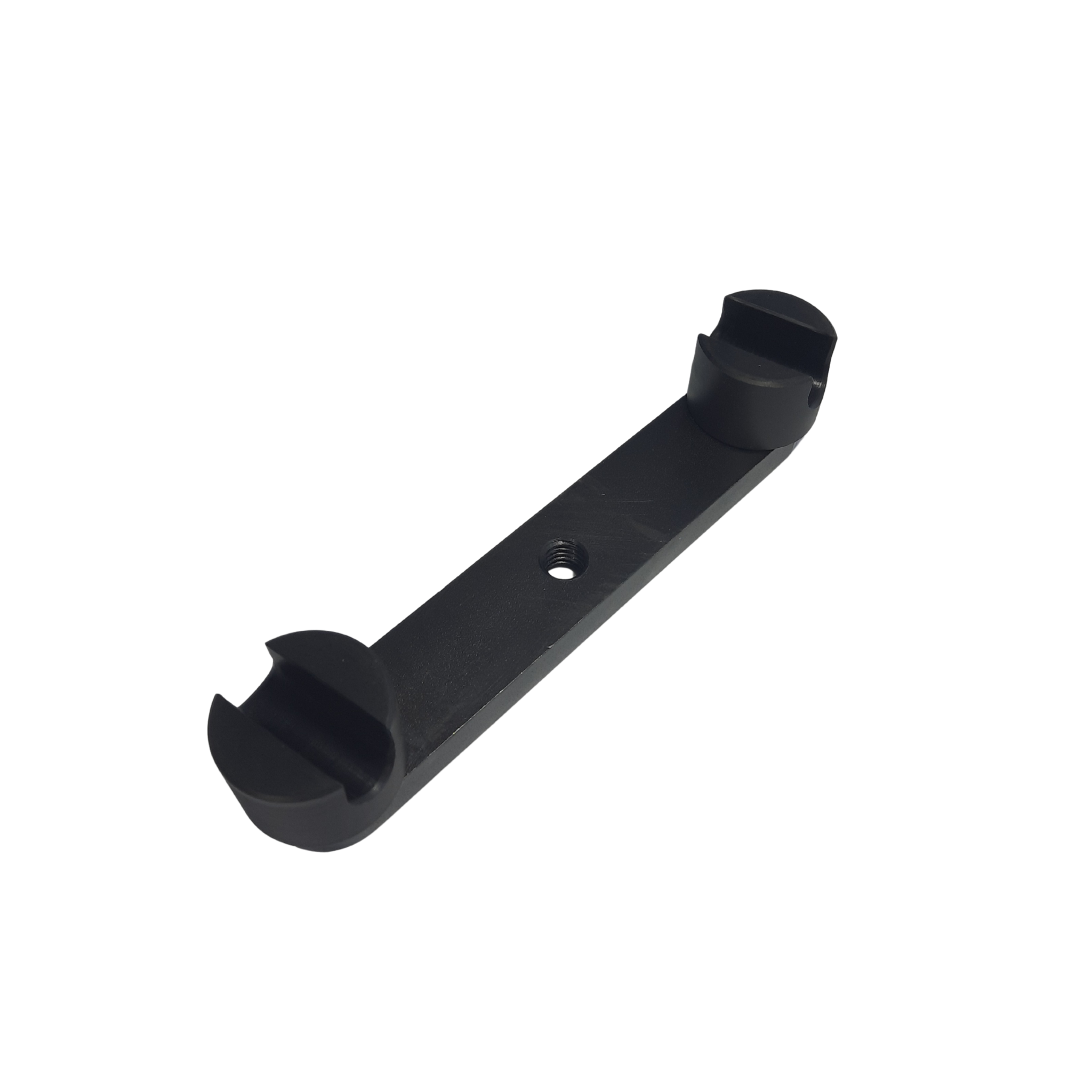 black metal bracket on a white background