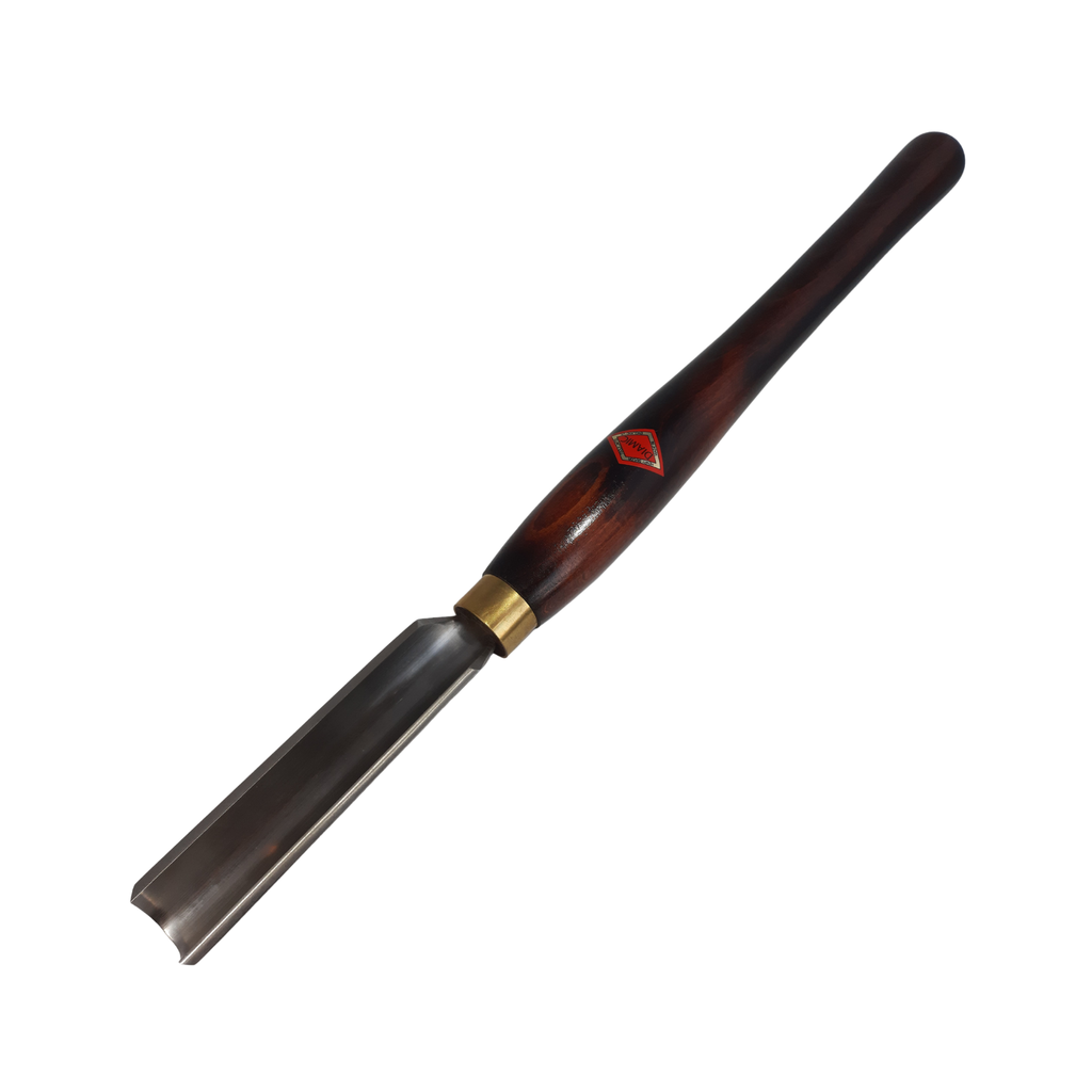 woodturning 1" roughing gouge with high speed steel blade and wooden handle on a white background