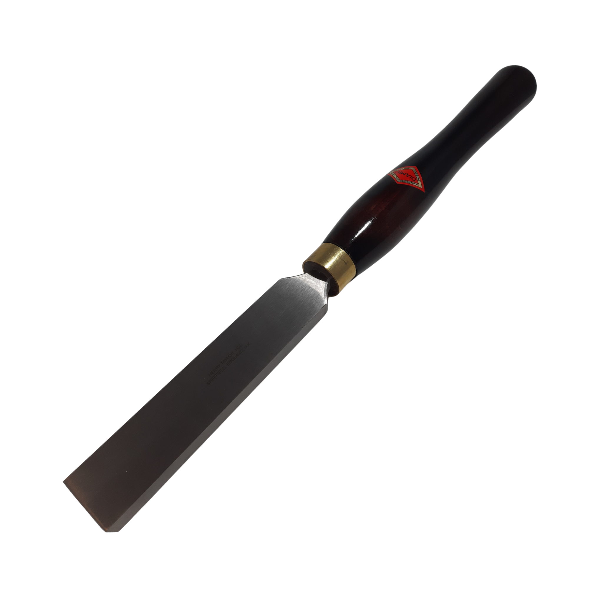 high speed steel woodturning heavy duty straight scraper with wooden handle on a white background