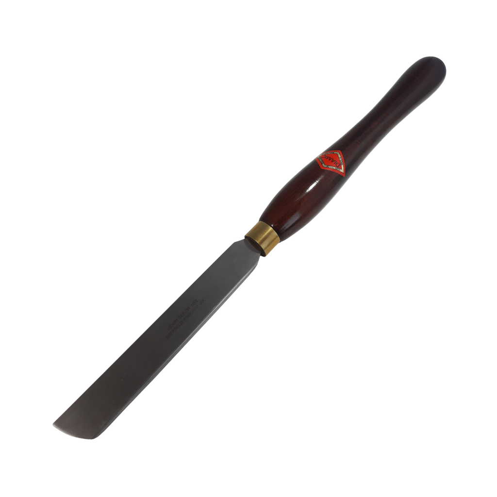 woodturning left hand scraper with high speed steel blade and wooden handle on a white background