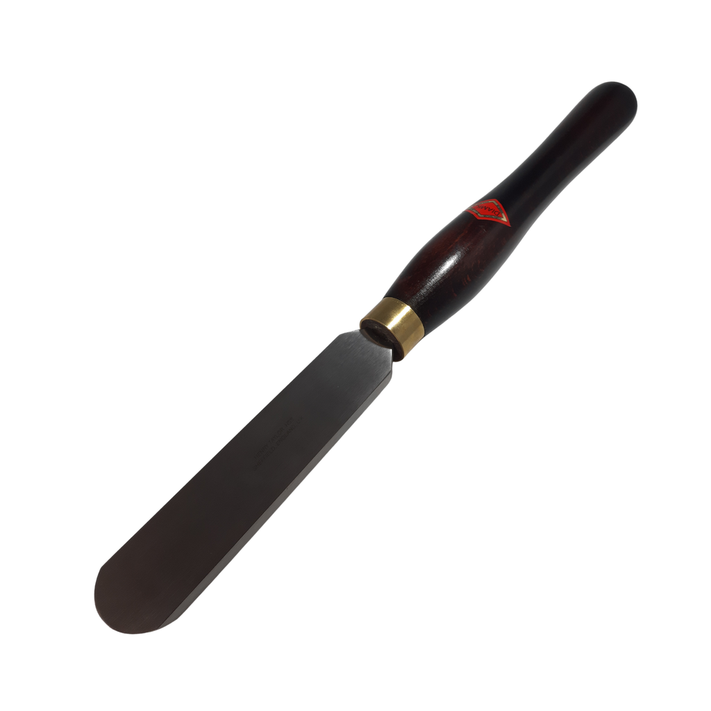 woodturning heavy duty round scraper with high speed steel blade and wooden handle on a white background