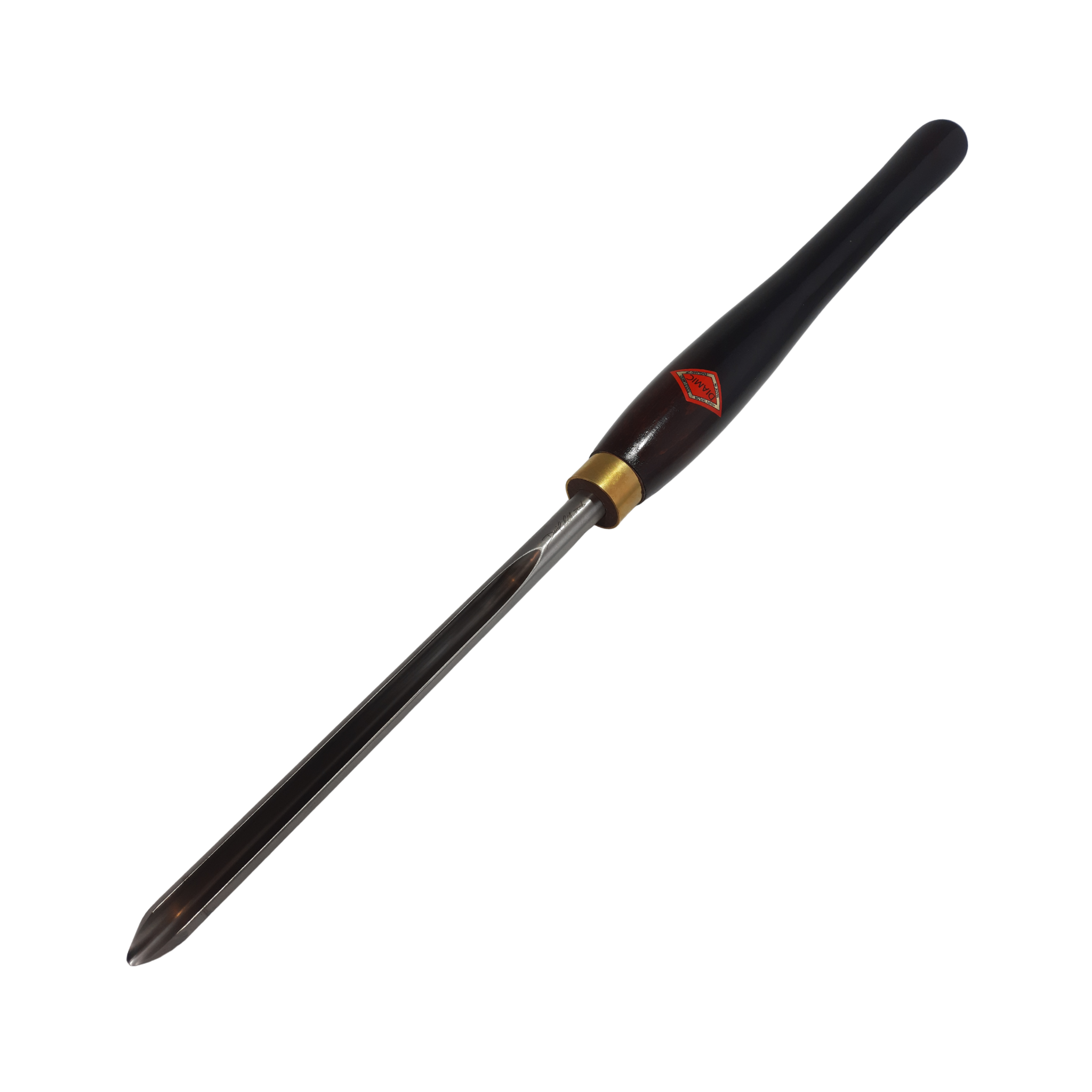 woodturning ellsworth bowl gouge with high speed steel blade and wooden handle on a white background
