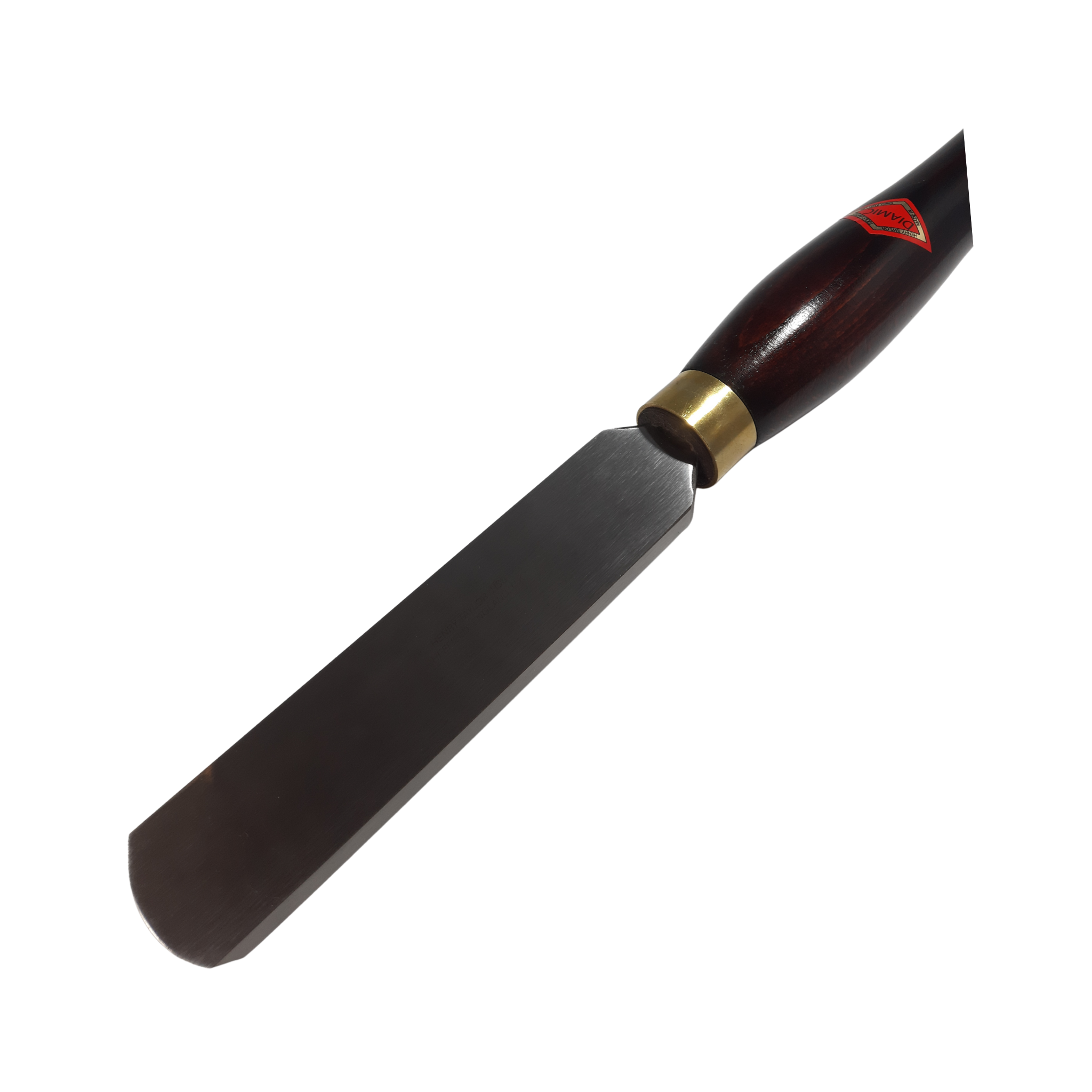 close up of woodturning heavy duty domed scraper with high speed steel blade and wooden handle on a white background