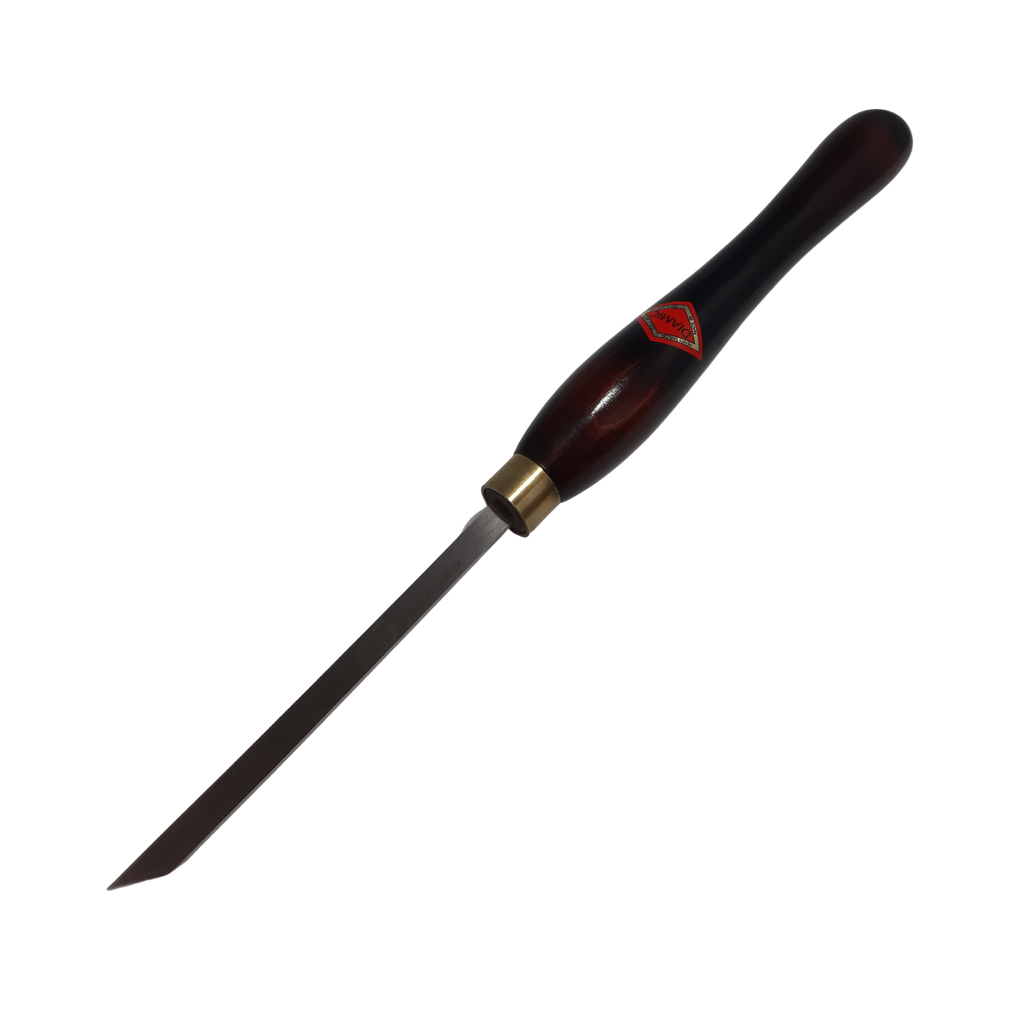 woodturning 5x9mm escoulen bedan with high speed steel blade and wooden handle on a white background