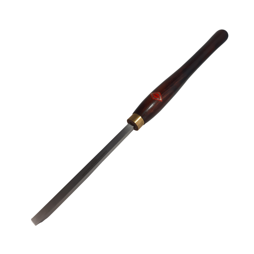 woodturning 12x12mm escoulen bedan with high speed steel blade and wooden handle on a white background