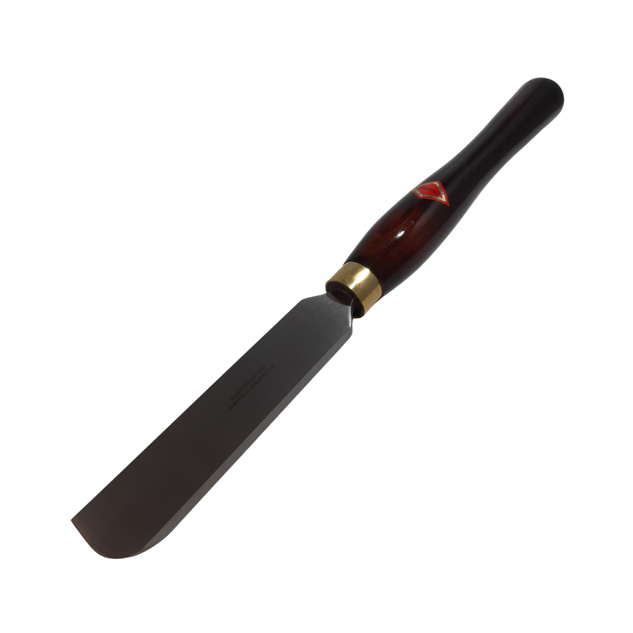 woodturning heavy duty left hand half round scraper with high speed steel blade and wooden handle on a white background