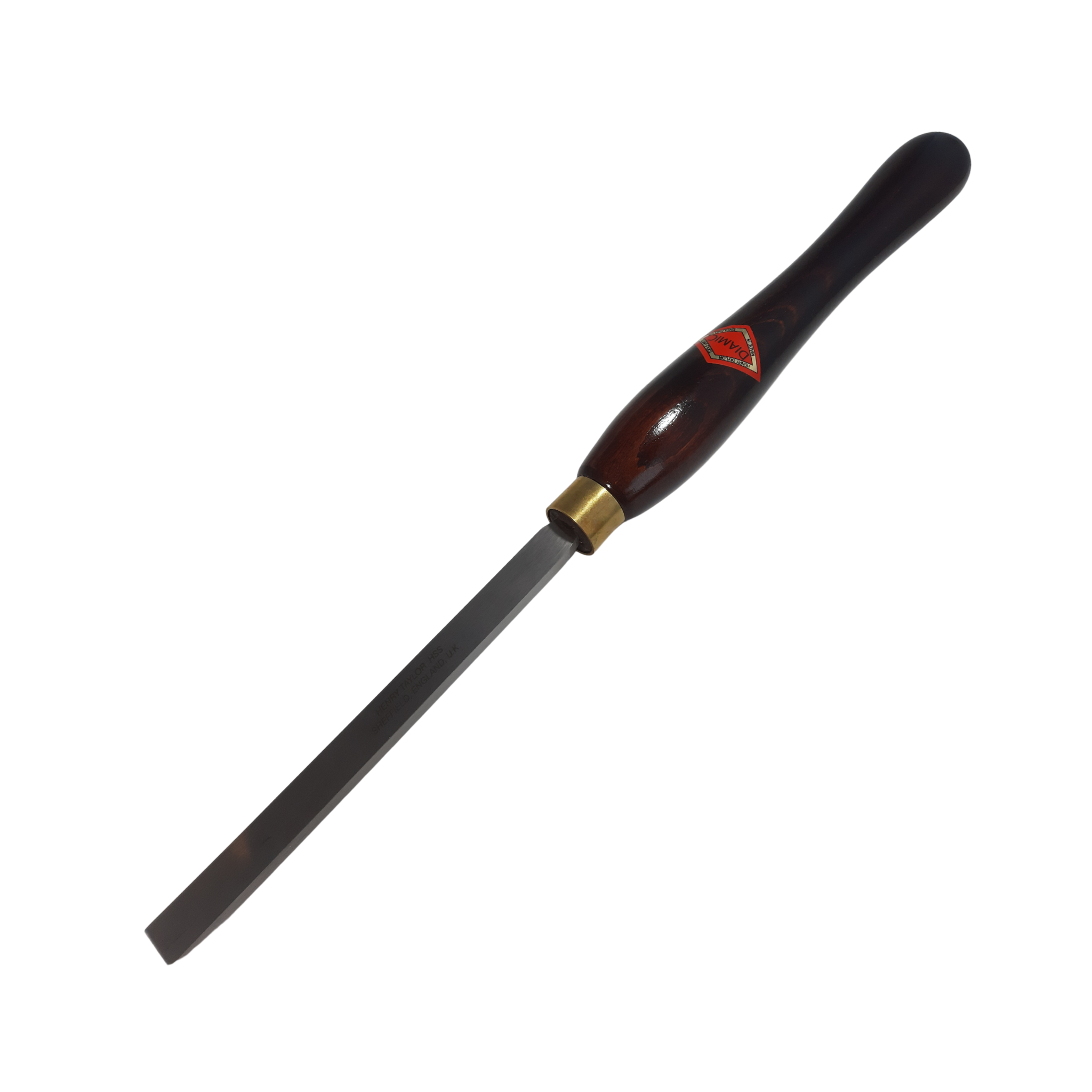 woodturning 1/2" square scraper with high speed steel blade and wooden handle on a white background