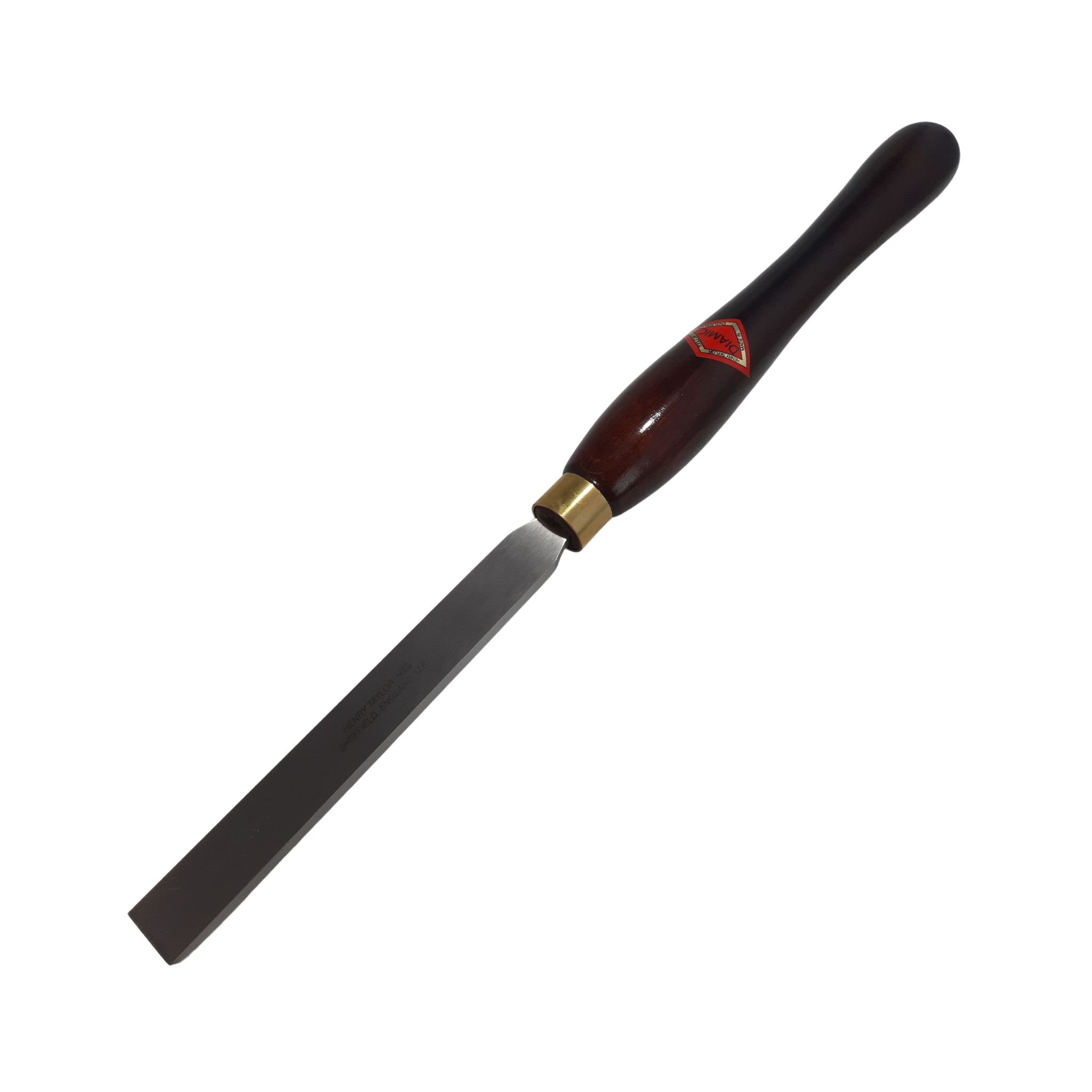 woodturning 3/4" square scraper with high speed steel blade and wooden handle on a white background