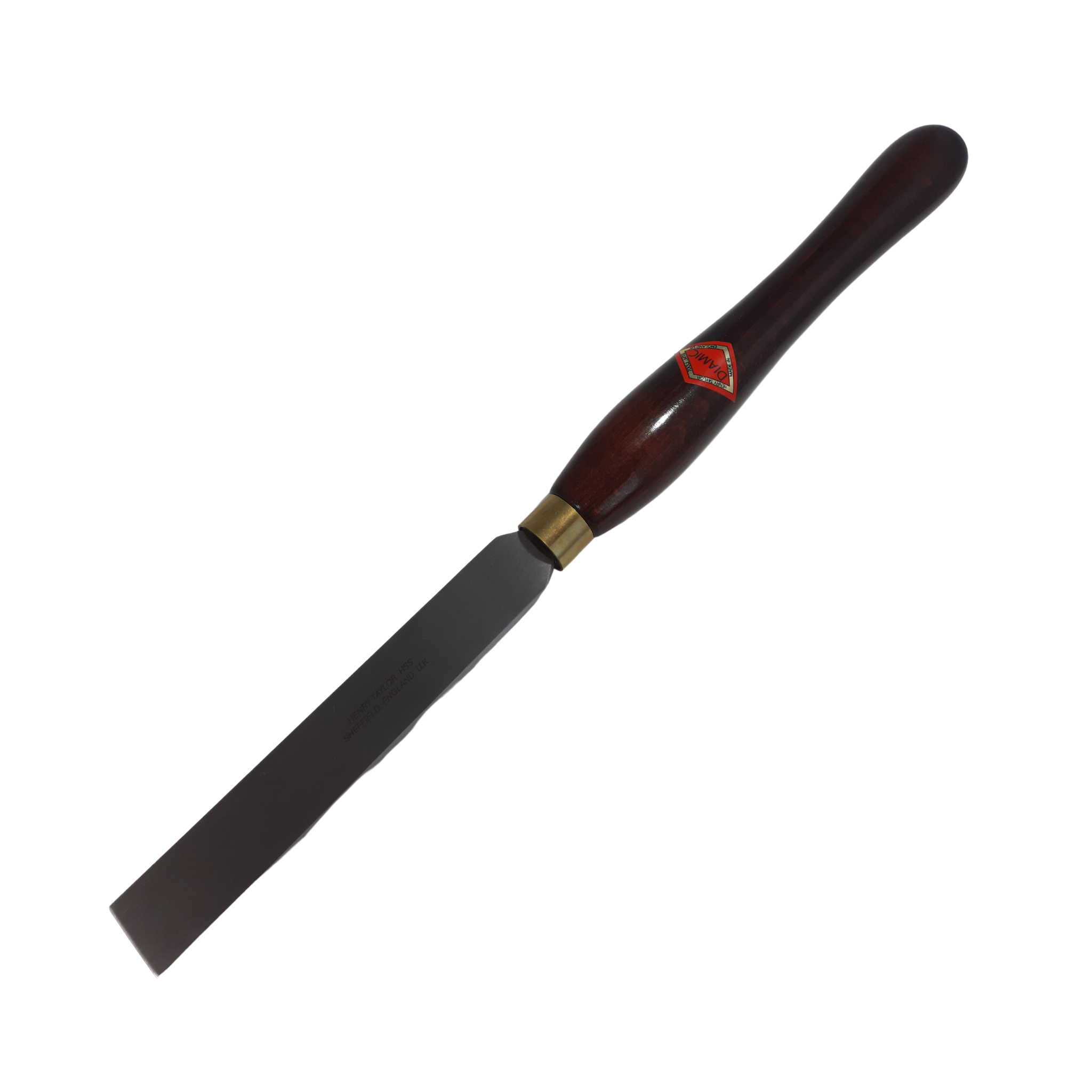 woodturning 1" square scraper with high speed steel blade and wooden handle on a white background