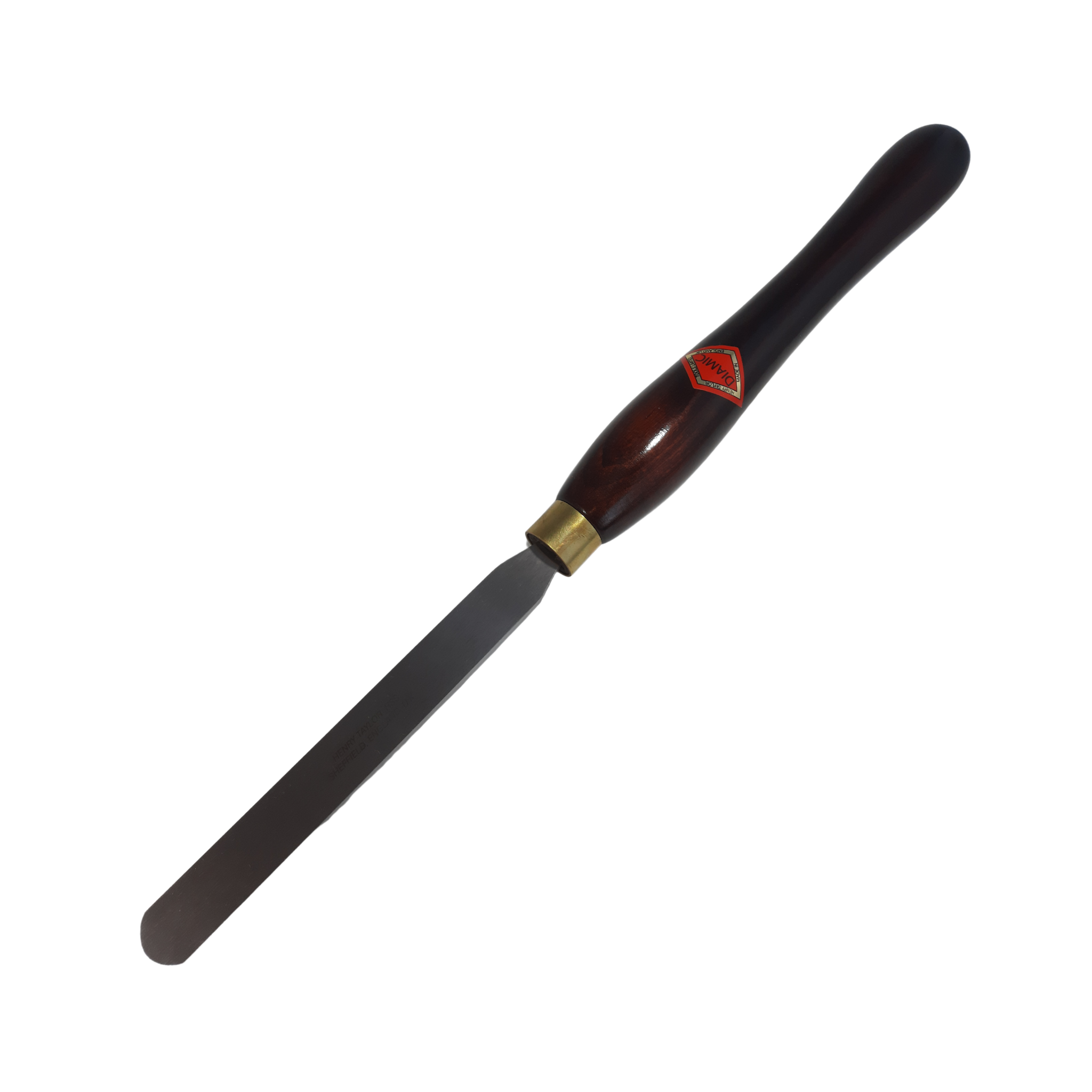 woodturning 3/4" round scraper with high speed steel blade and wooden handle on a white background