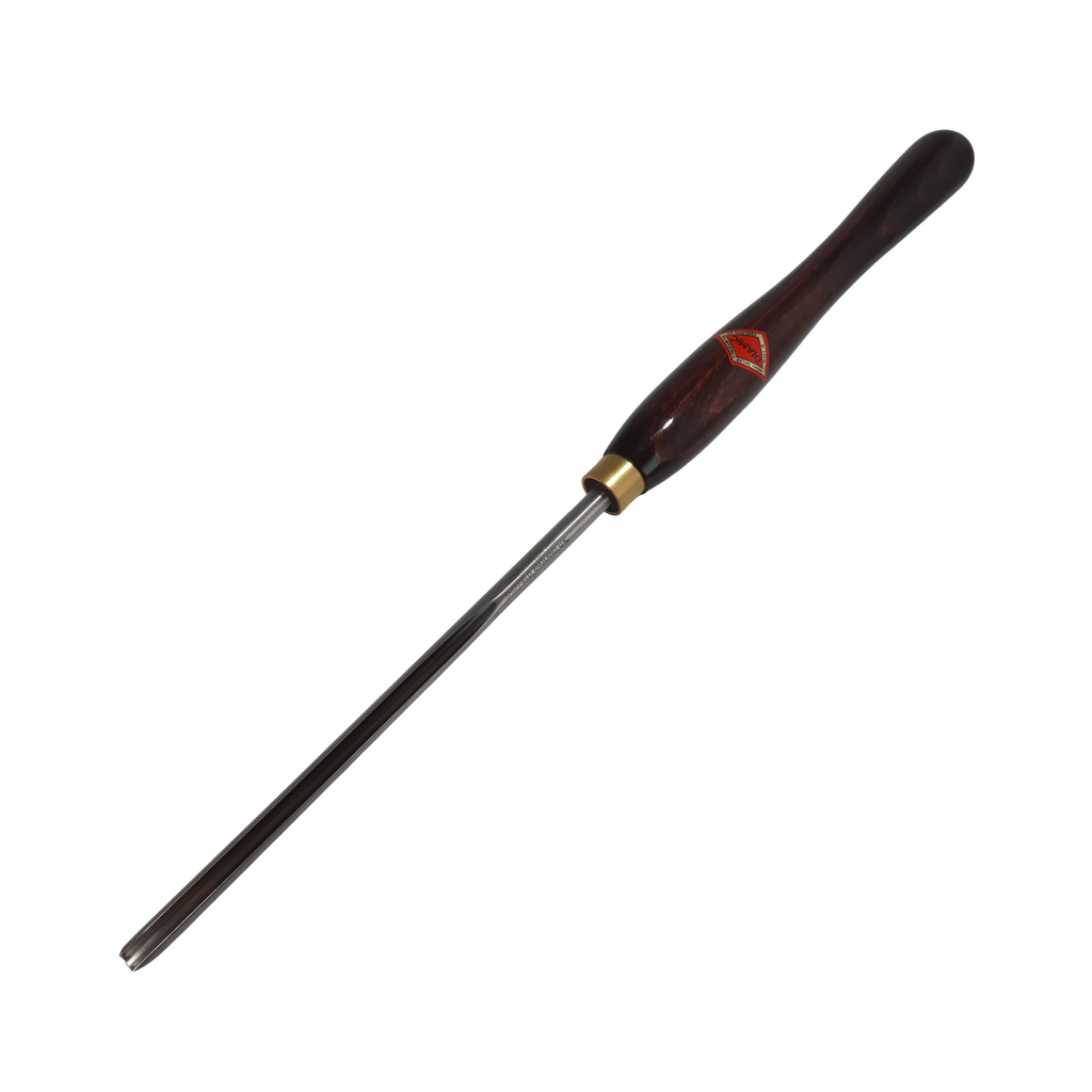 woodturning 1/2" bowl gouge with high speed steel blade and wooden handle on a white background