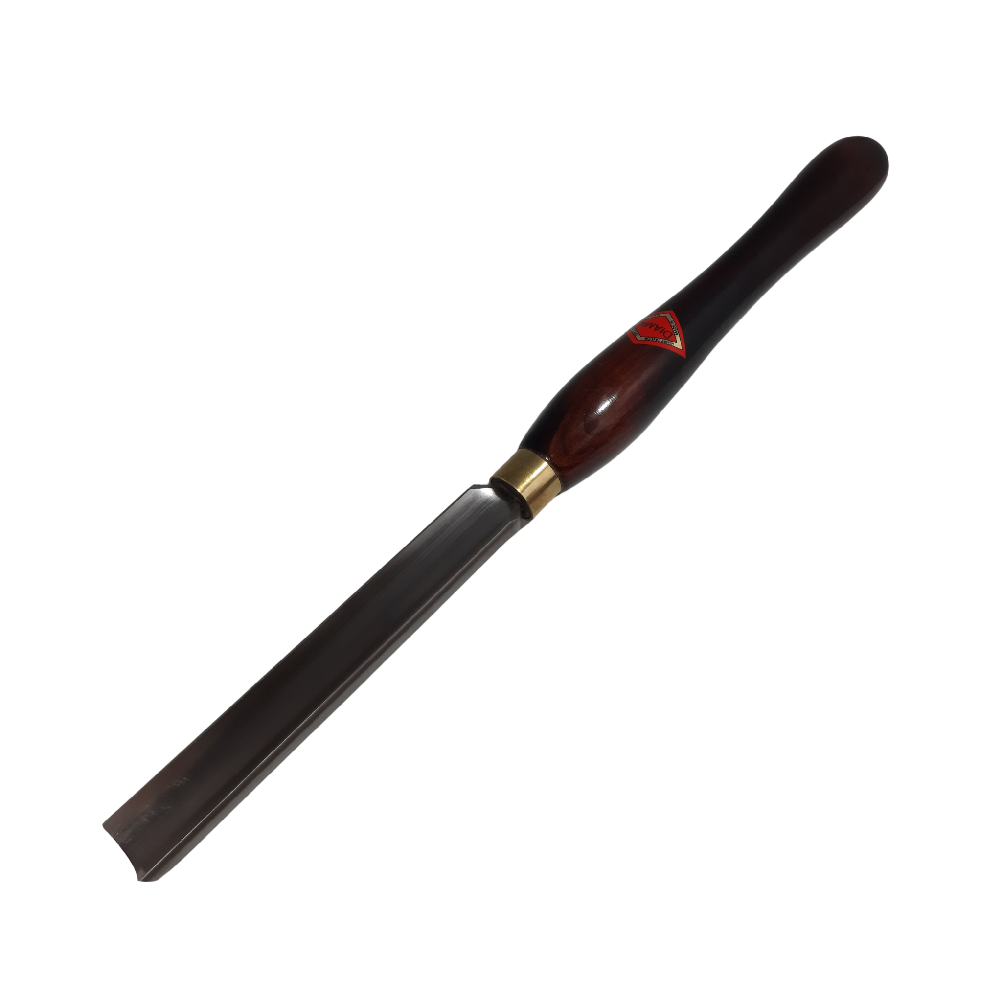 woodturning 1" forged gouge with high speed steel blade and wooden handle on a white background