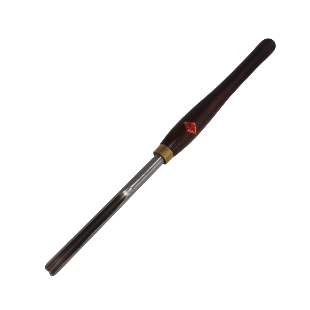 woodturning 5/8" bowl gouge with high speed steel blade and wooden handle on a white background