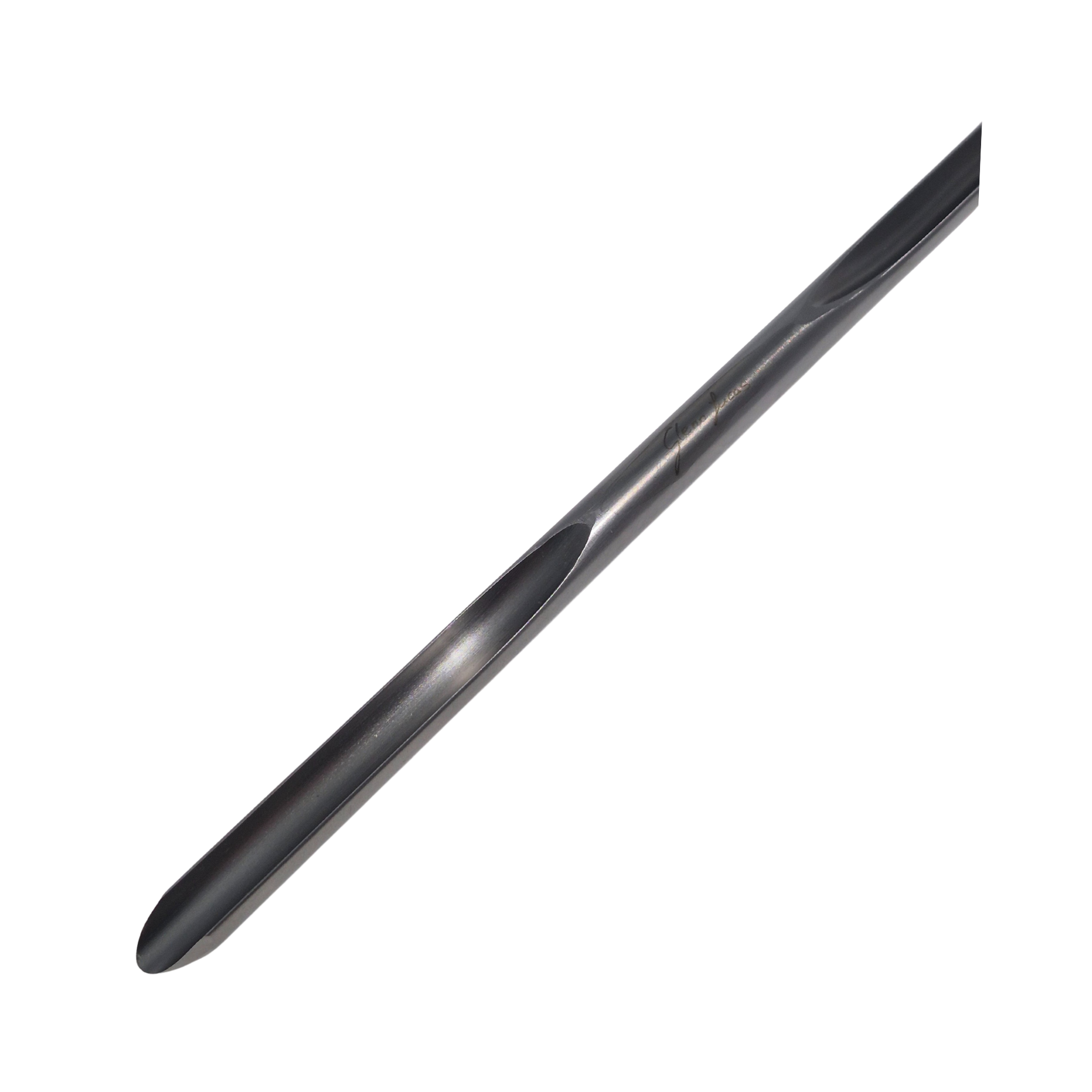 close up of high speed steel double ended gouge stem on a white background