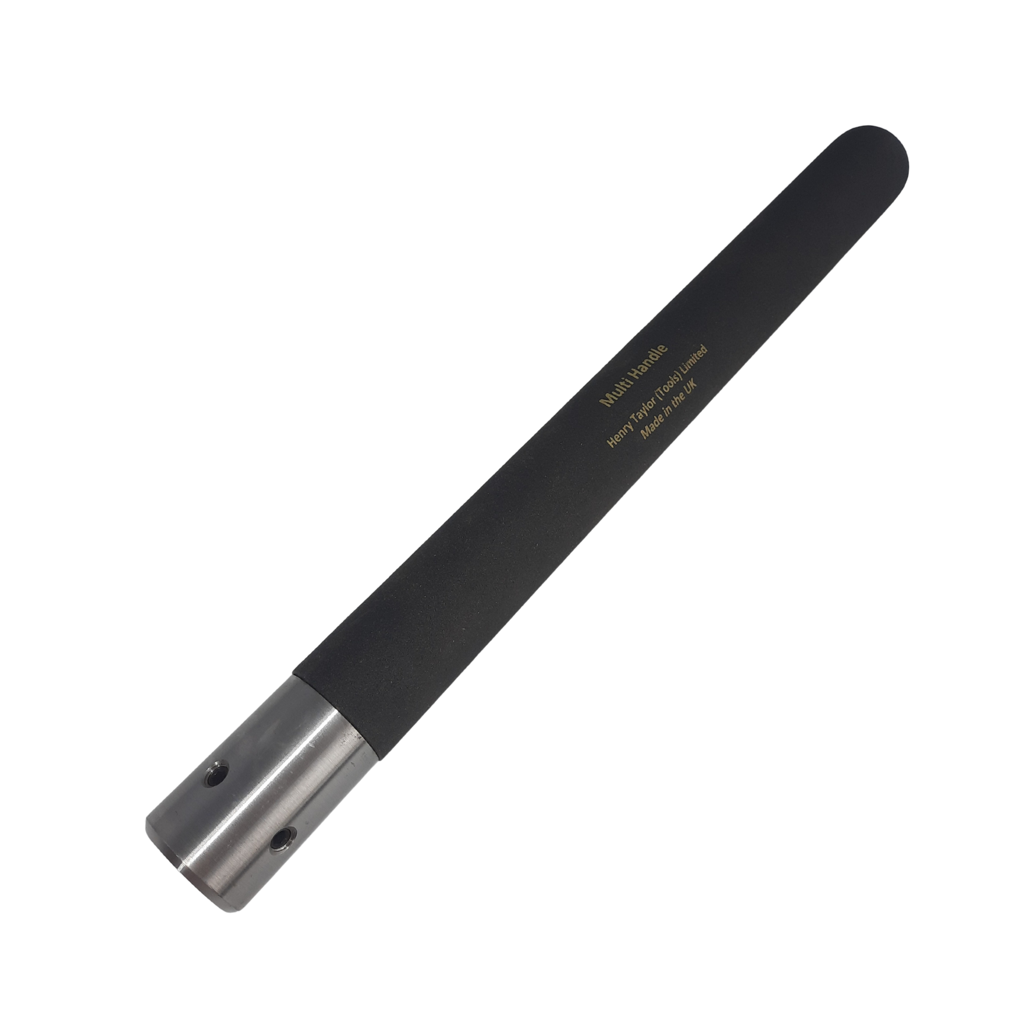 rubber and steel tool handle on a white background